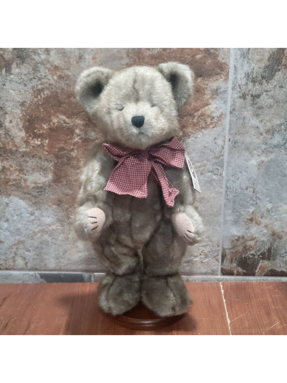 Boyds Bear Minkles D Bearsdale Plush Jointed Teddy Bear Checkered Bow Tag 14"